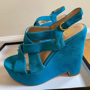 Dolce Vita Blue Suede Julie Cross Strap Wedge